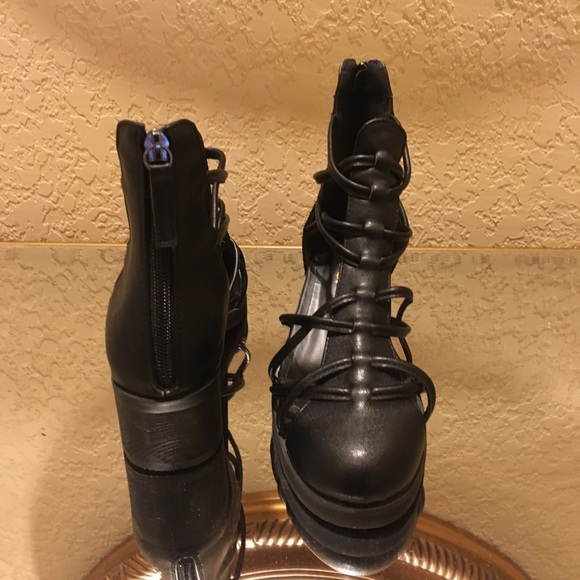 FSJ black block heel PU sandal - Picture 7 of 8